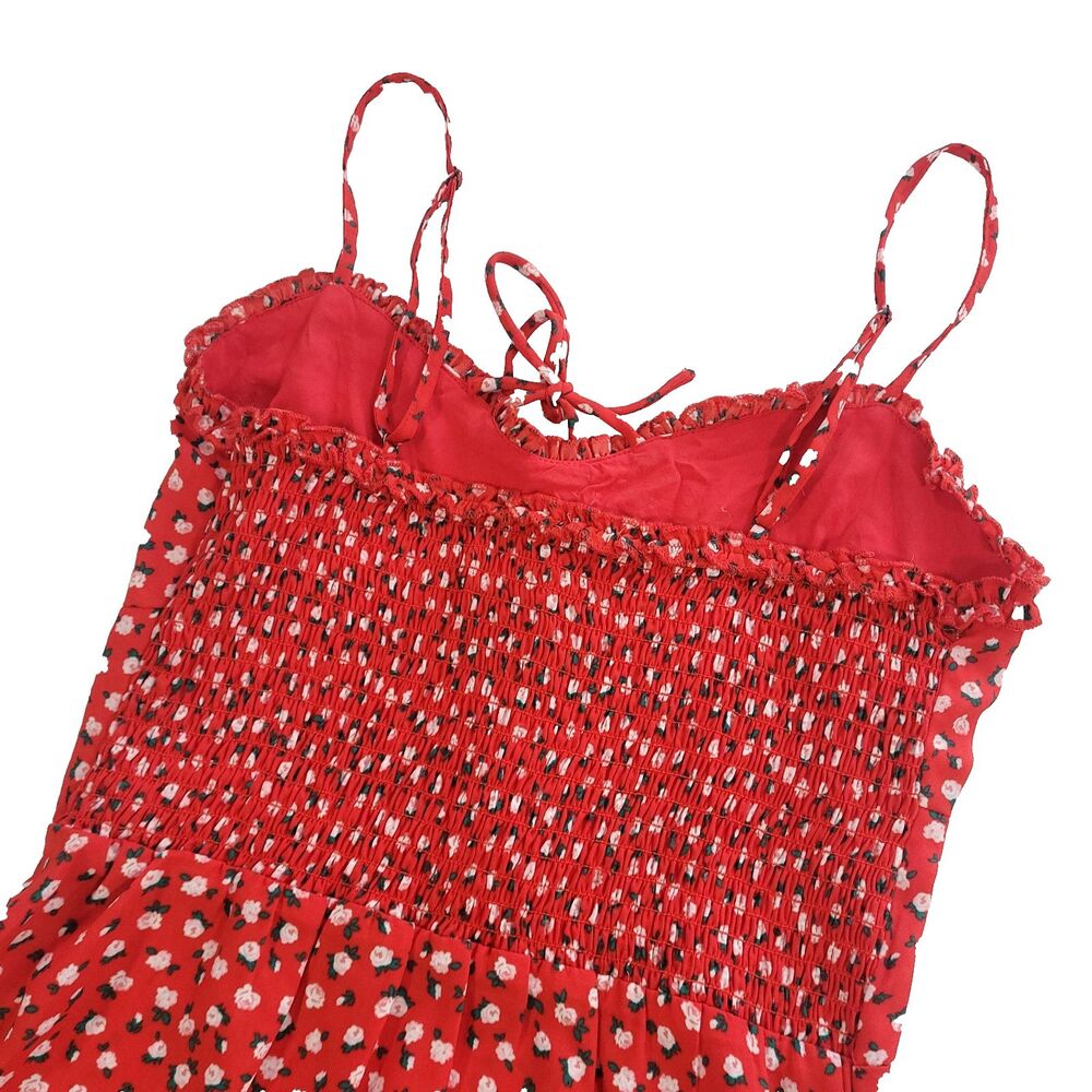 Babydoll Button Sweatheart Sundress Aeropostale S Red Milkmade Ditsy Floral - Picture 11 of 14